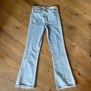 PAIGE LAUREL CANYON HIGH WAISTED RAW HEM FLARE LEG JEANS SIZE 28